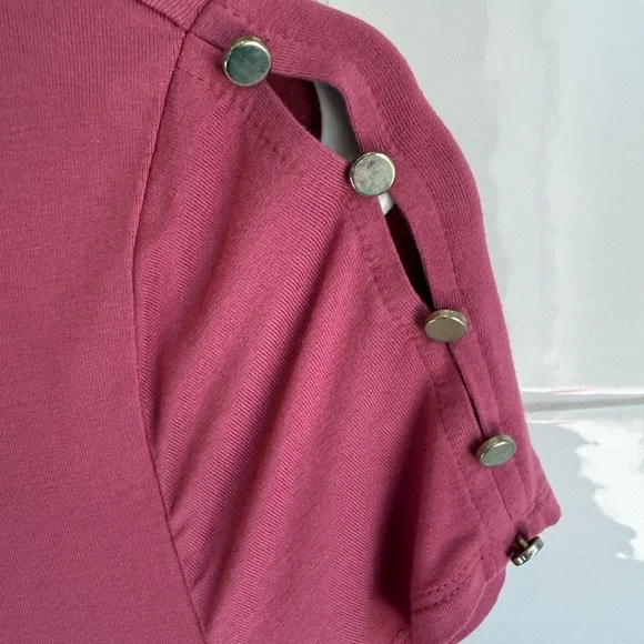 White House Black Market Mauve Top with Button Accents - Picture 3 of 5